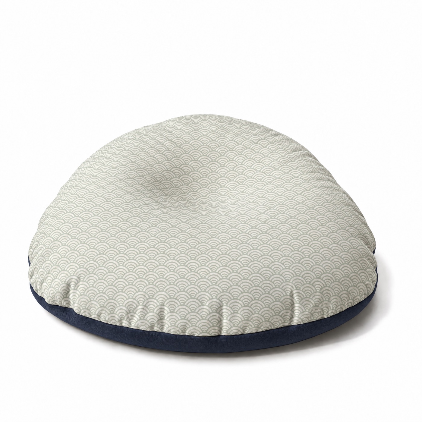 Ei-Kissen im Stoff Wellen Mint · Navy